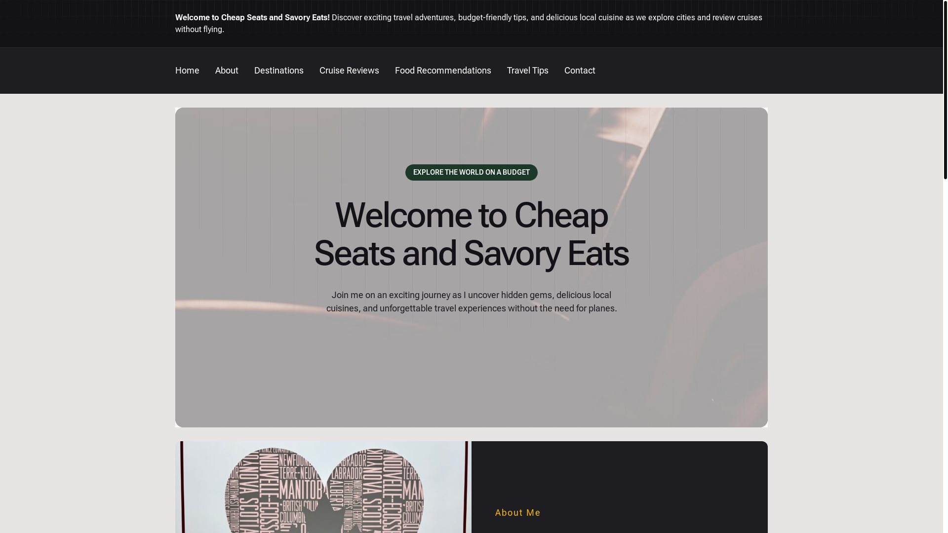 website screenshot of https://cheapseatsandsavoryeats.com/