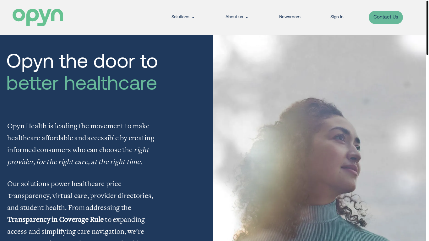 website screenshot of https://www.opynhealth.com/