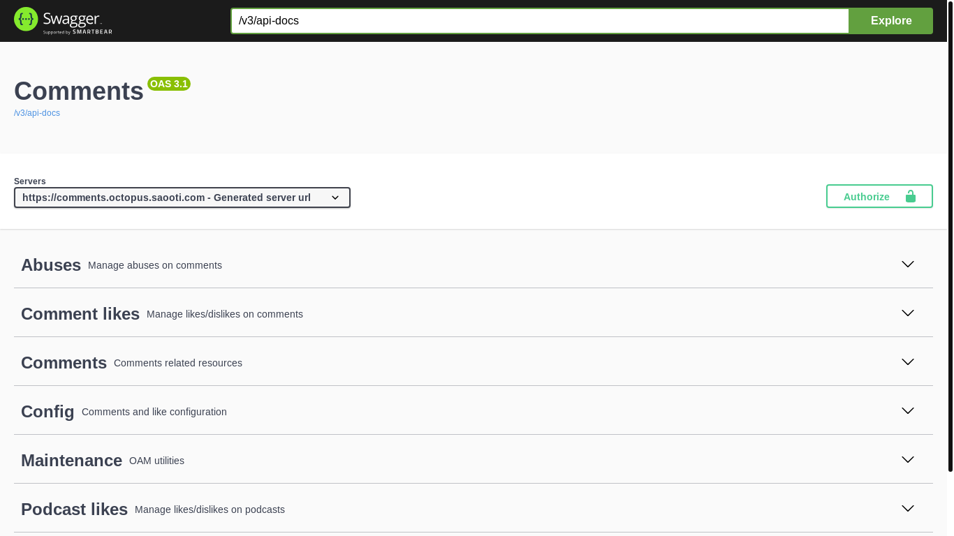 website screenshot of https://comments.octopus.saooti.com/
