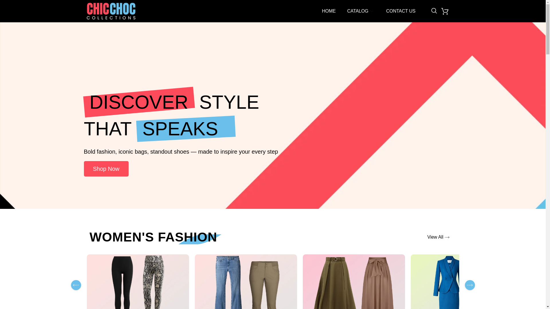 website screenshot of https://chicchoccollections.com/