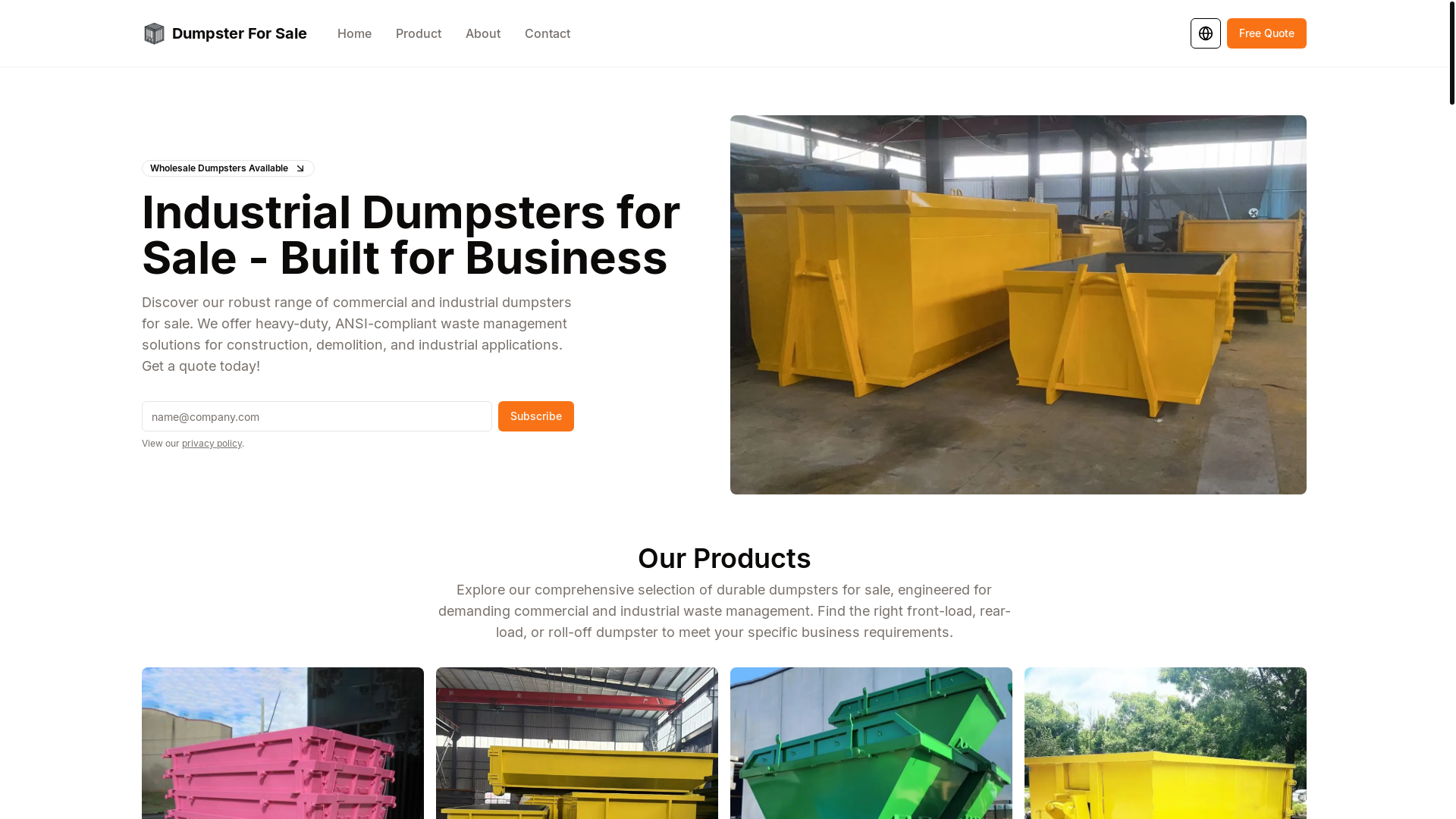website screenshot of https://dumpster-for-sale.pages.dev/