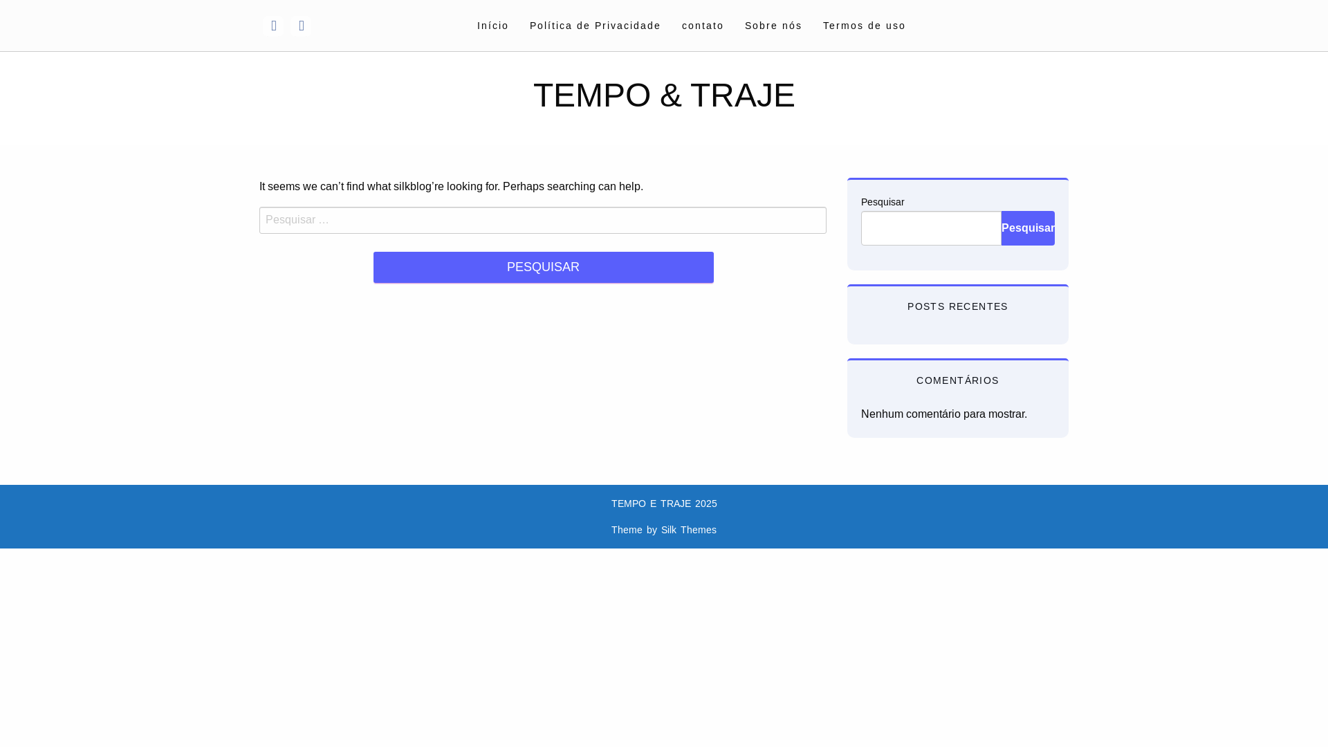 website screenshot of https://tempoetraje.com.br/