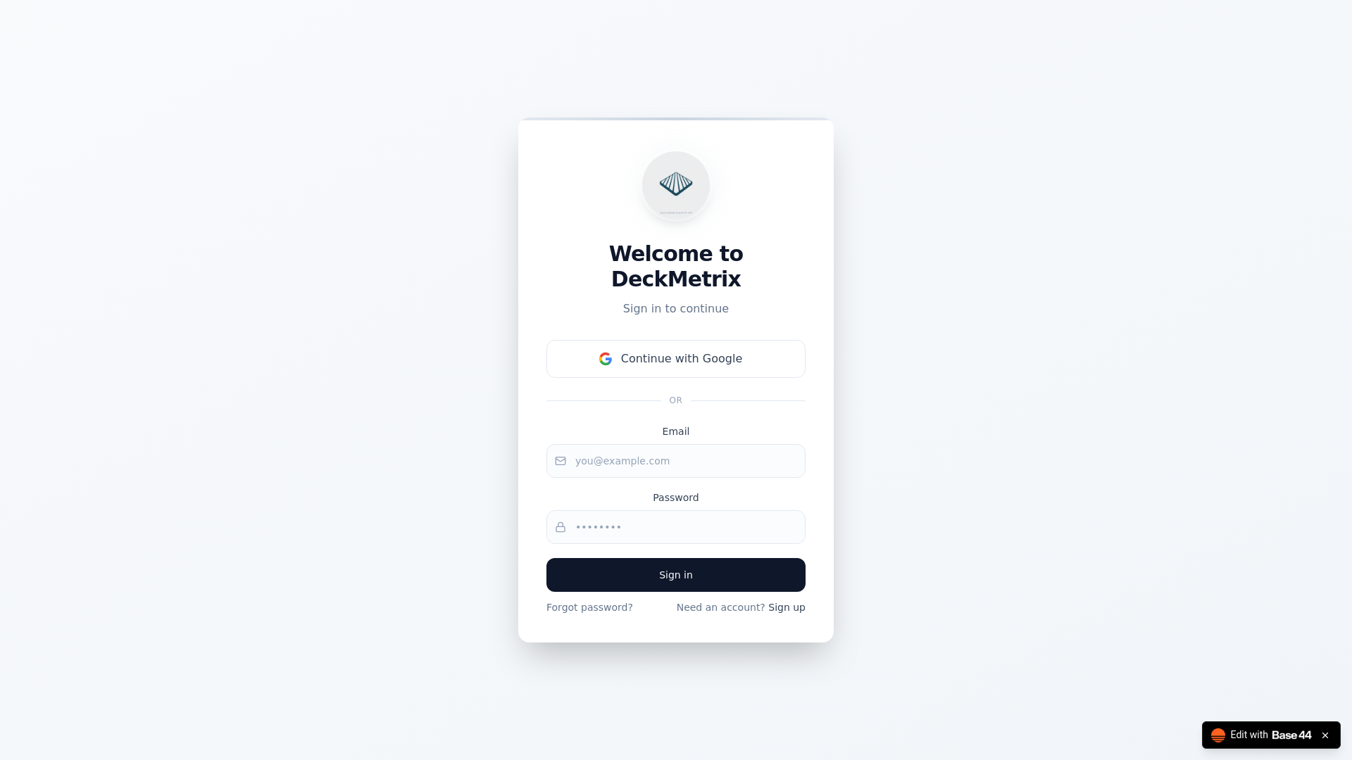 website screenshot of https://allamericandeckestimator.app/