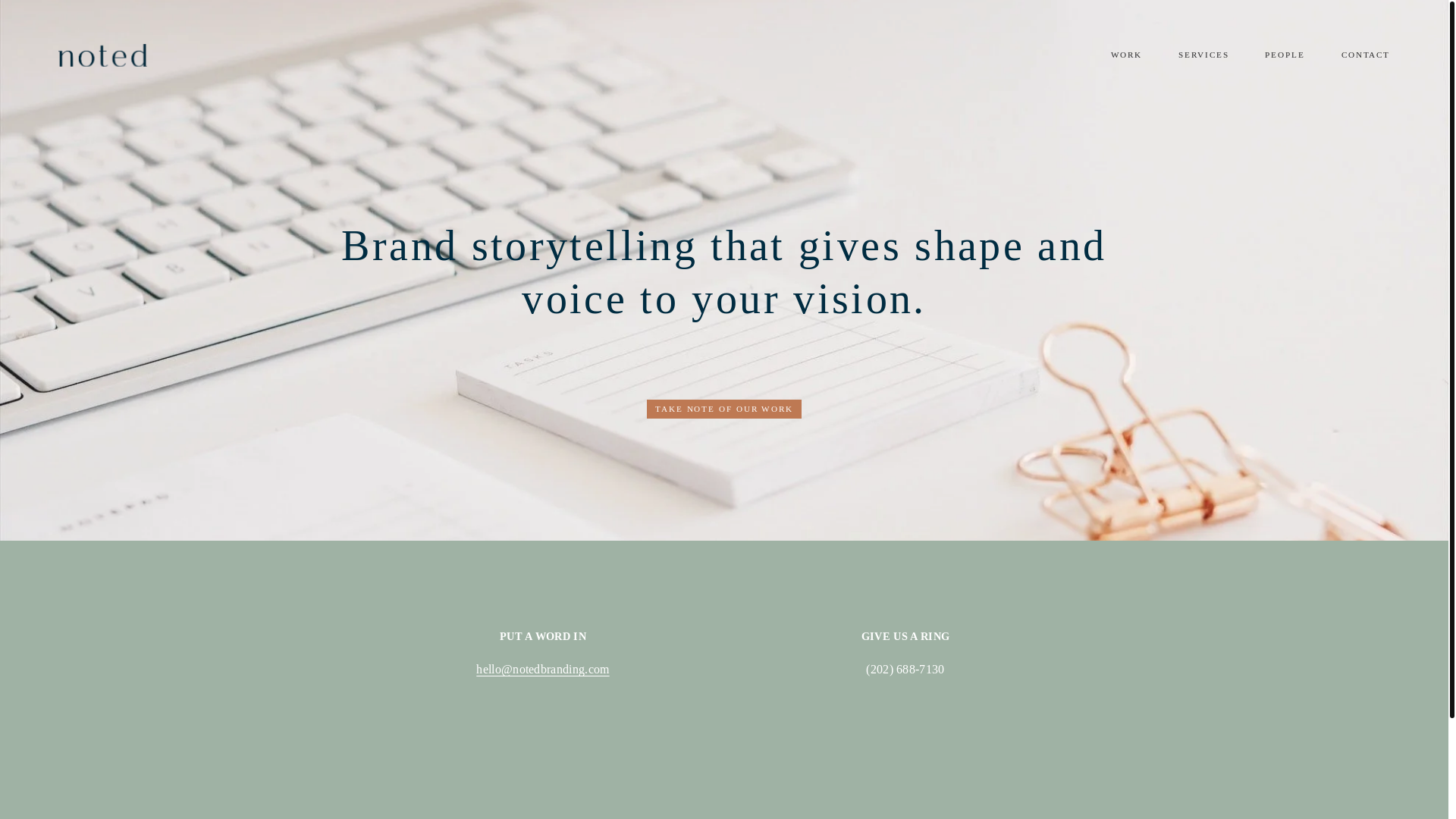 website screenshot of http://notedbranding.com/