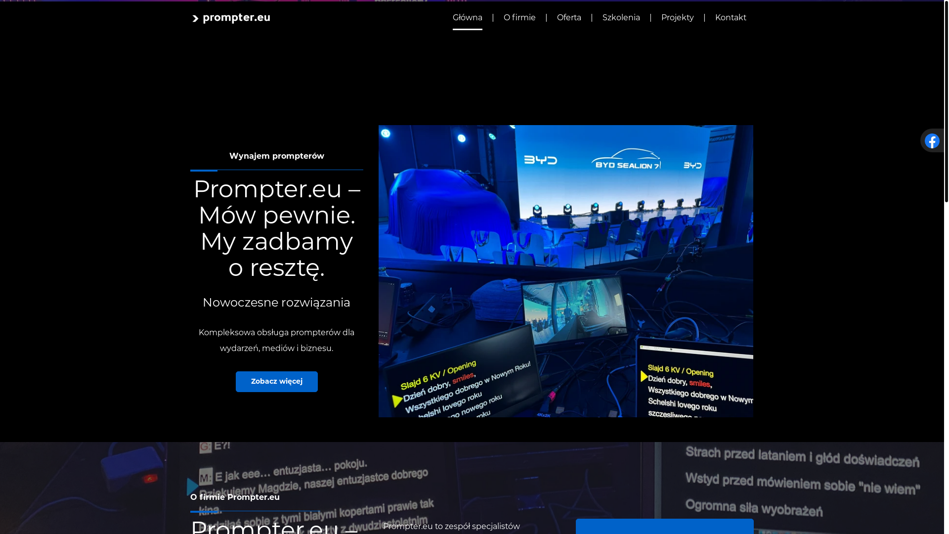website screenshot of https://wynajempromptera.pl/