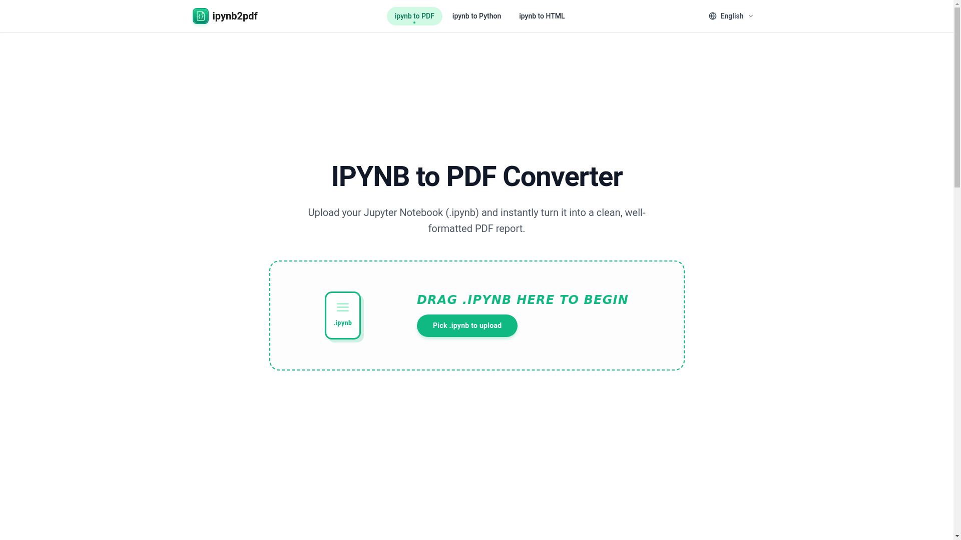 website screenshot of https://ipynb2pdf.org/