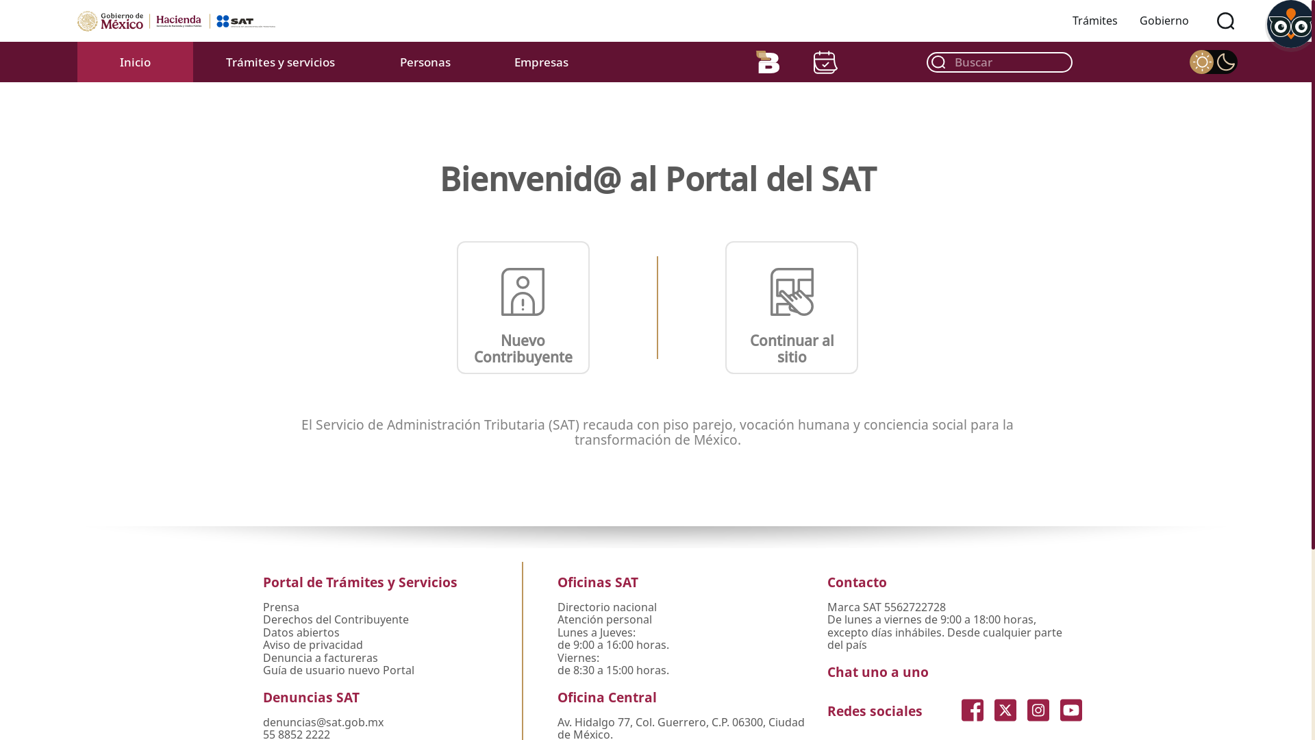 website screenshot of https://www.sat.gob.mx/