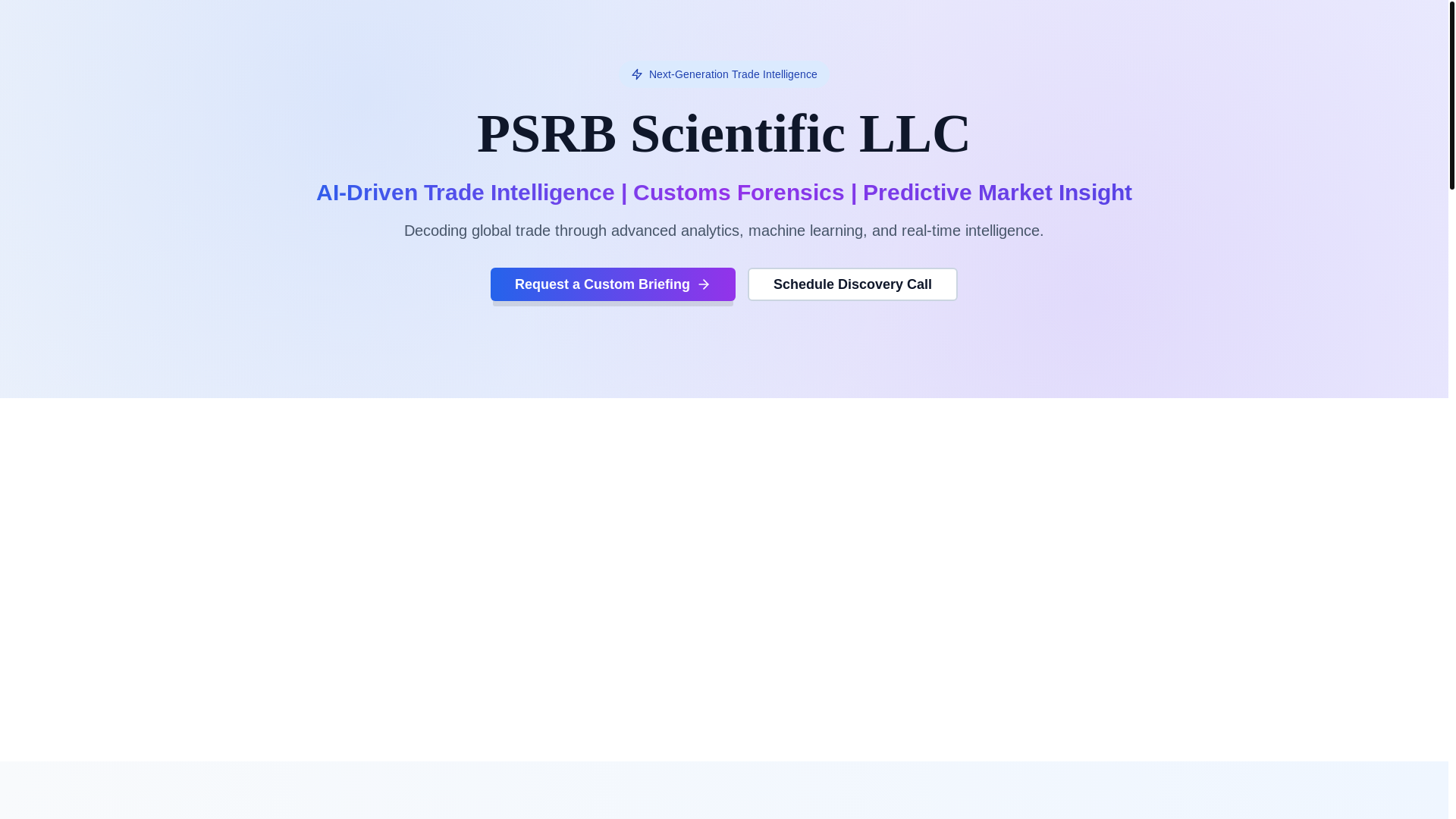 website screenshot of https://psrbscientific.com/