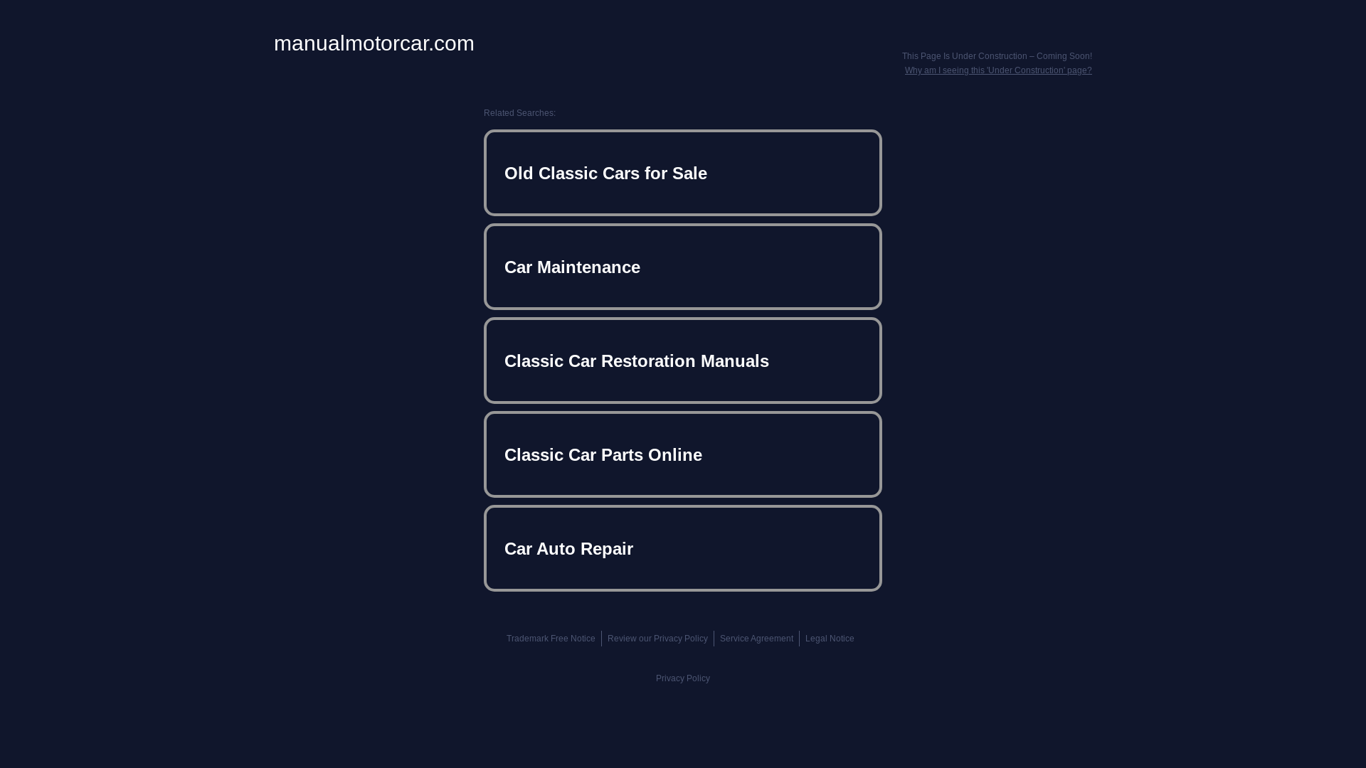 website screenshot of https://manualmotorcar.com/