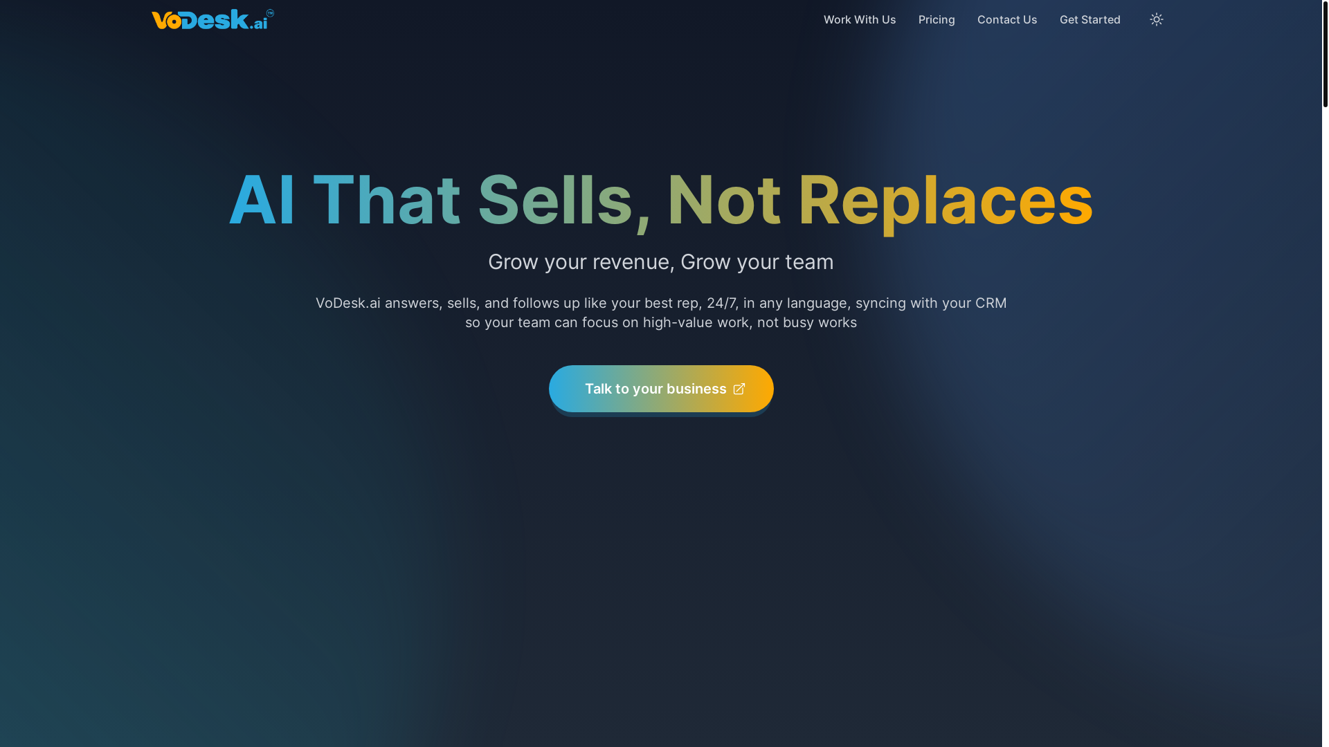website screenshot of https://vodesk-landing-page.pages.dev/