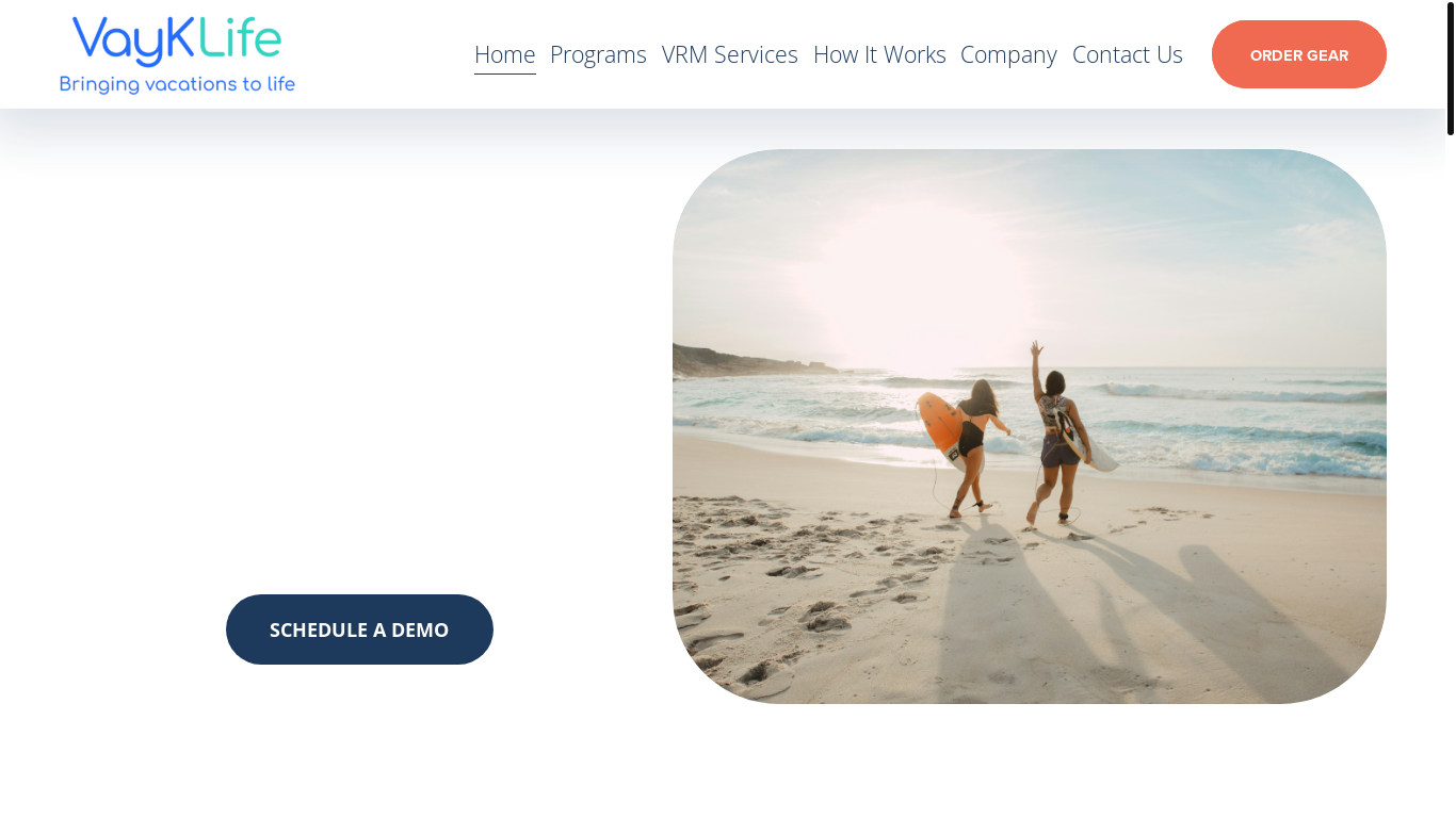 website screenshot of https://www.vayklife.com/