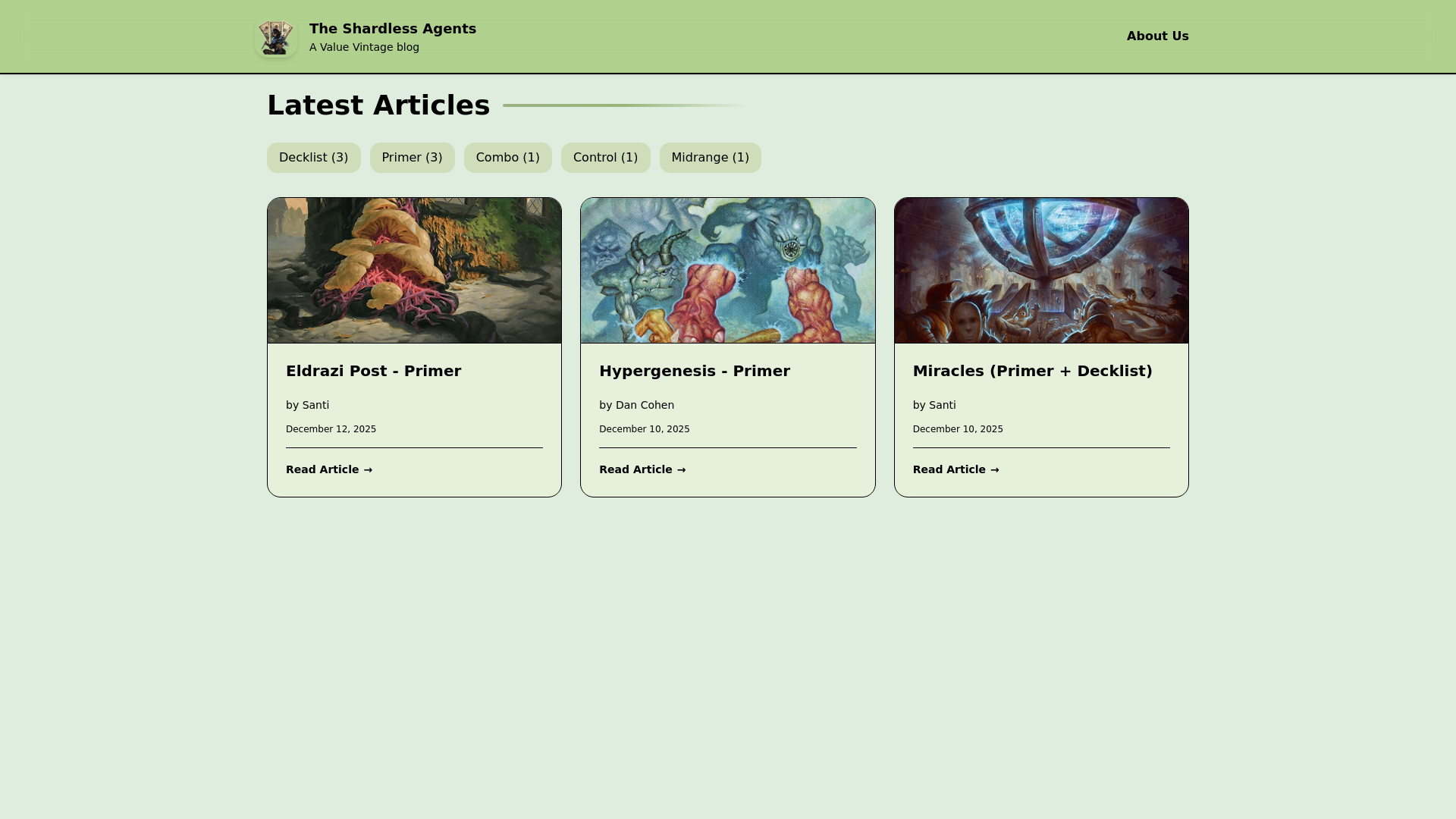 website screenshot of https://shardlessagents.website/