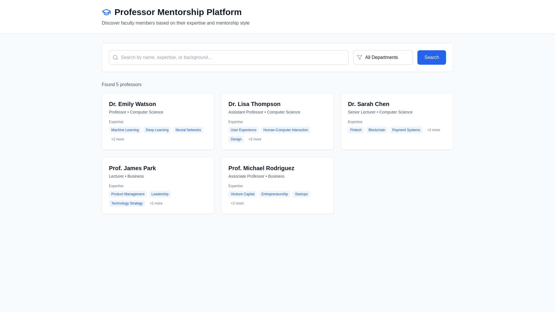 website screenshot of https://matchmyprofessor.app/