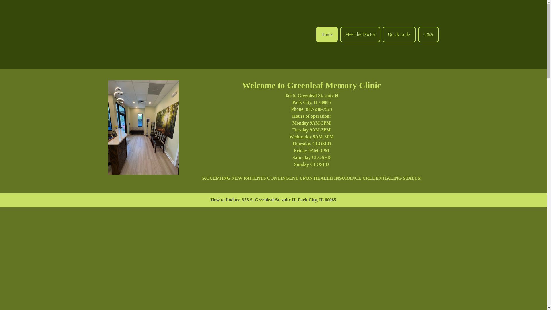 website screenshot of https://greenleafmemoryclinicpllc.com/