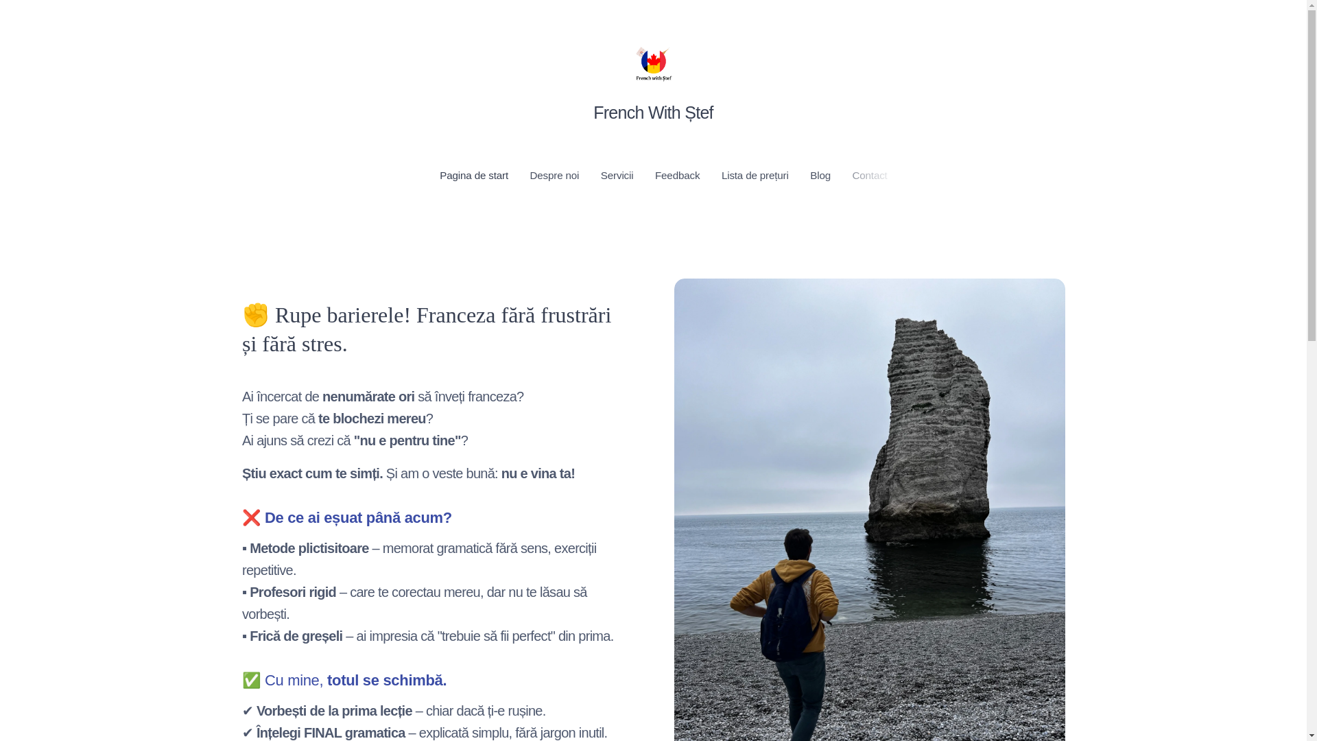 website screenshot of https://frenchwithstef.ro/