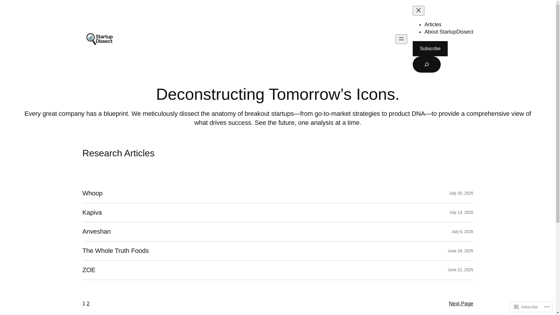 website screenshot of https://startupdissect.in/