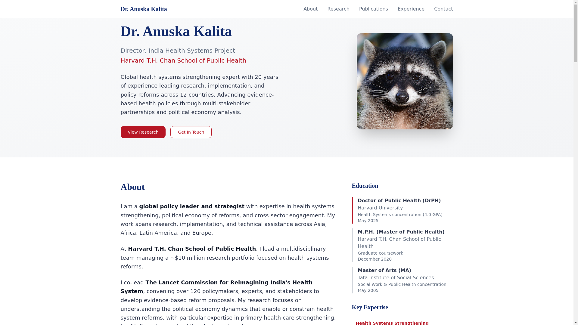 website screenshot of https://anuskakalita.com/