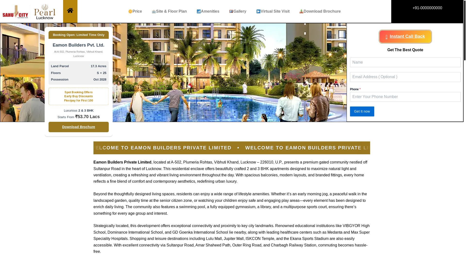 website screenshot of https://eamonbuilders.in/