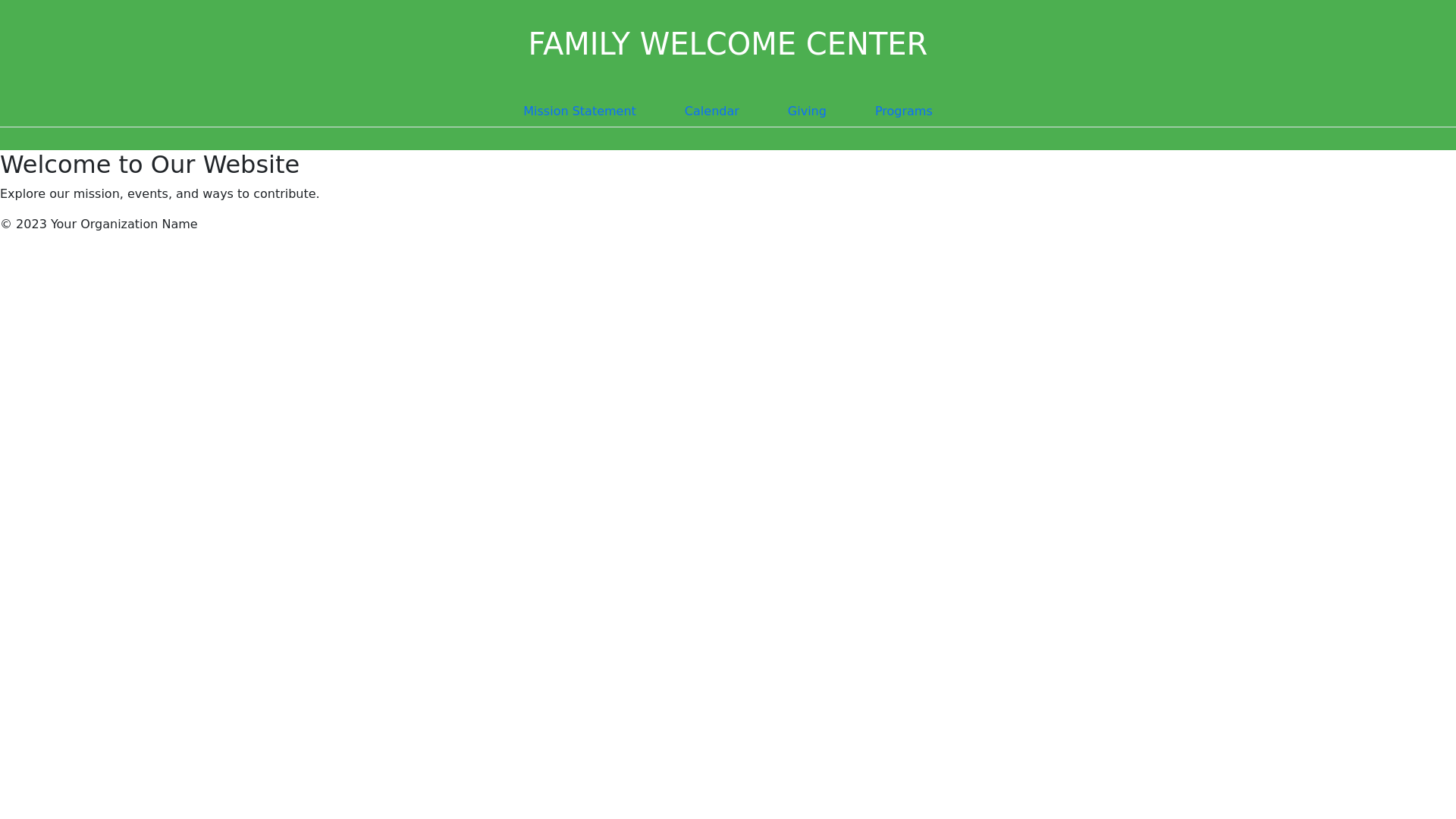website screenshot of https://familywelcomecenter.org/