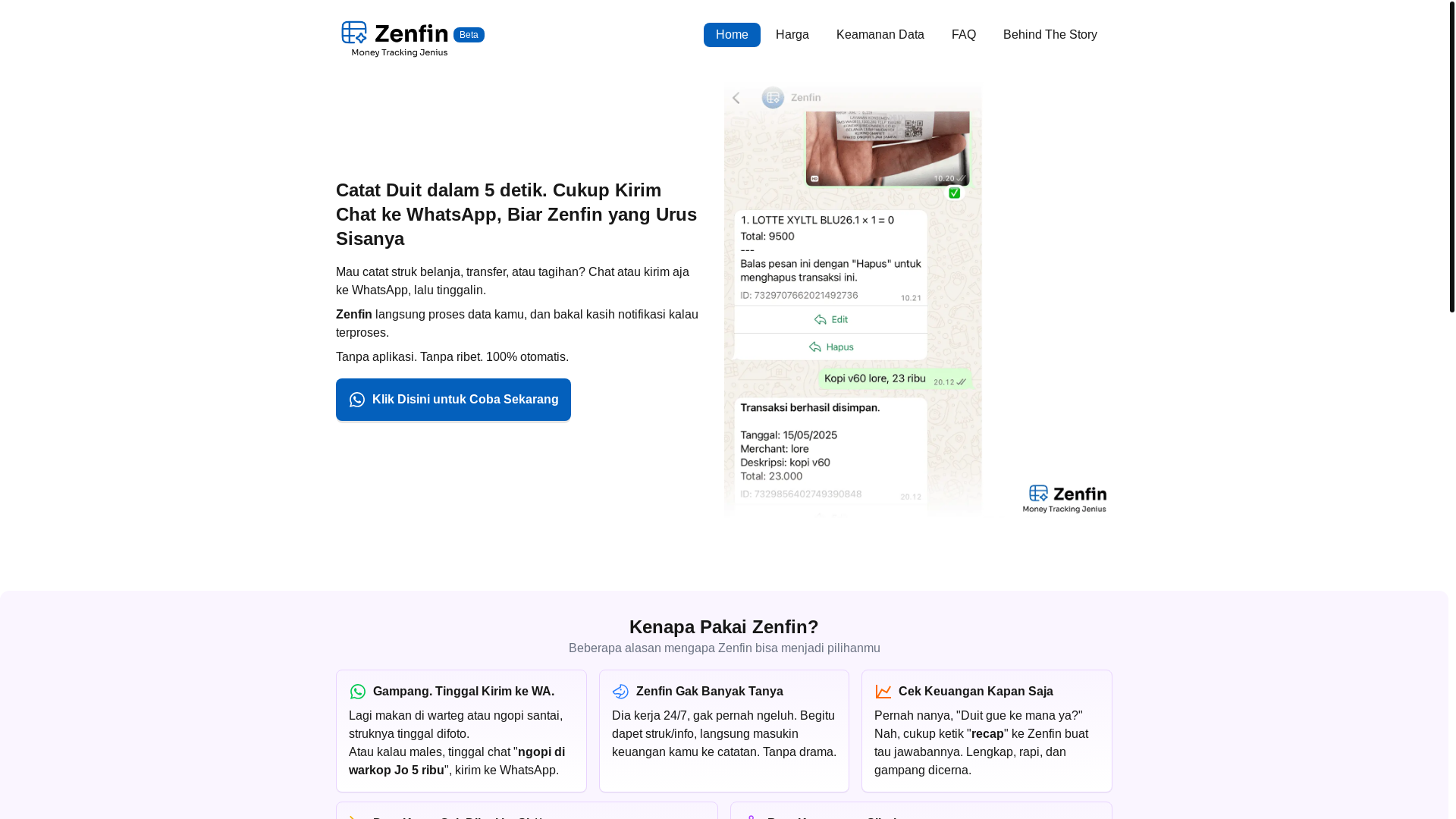 website screenshot of https://zenfin-landing.pages.dev/