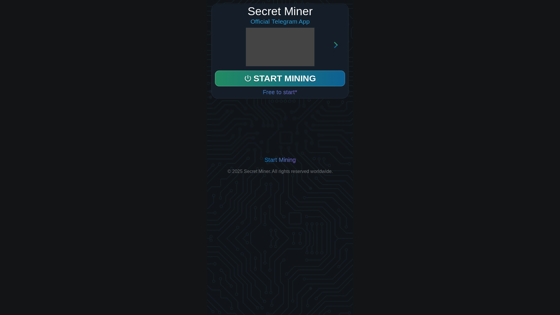 website screenshot of https://secret-miner-app.online/