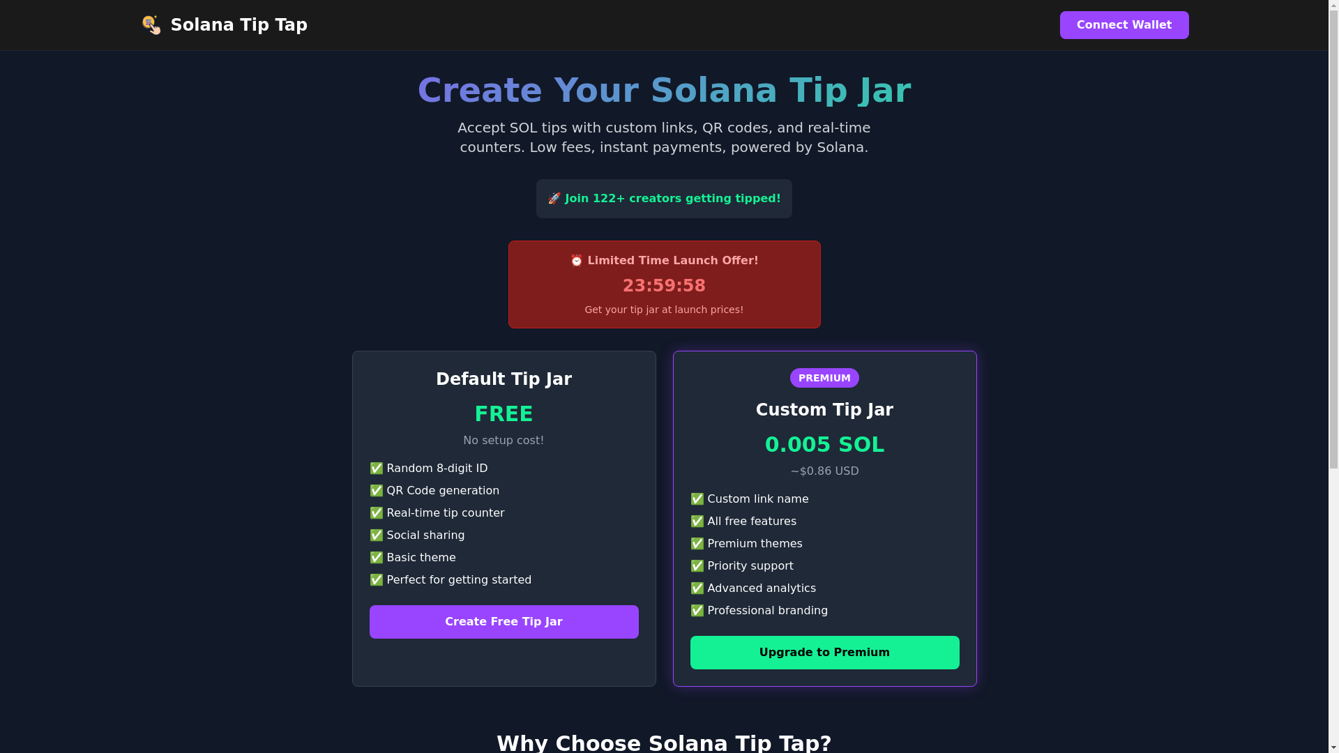 website screenshot of https://solanatiptap.fun/