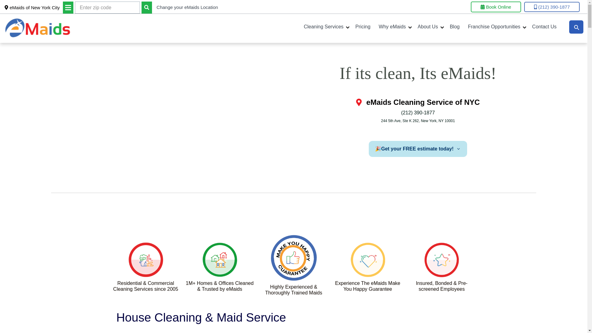 website screenshot of https://emaids-cleaning-nyc.com/