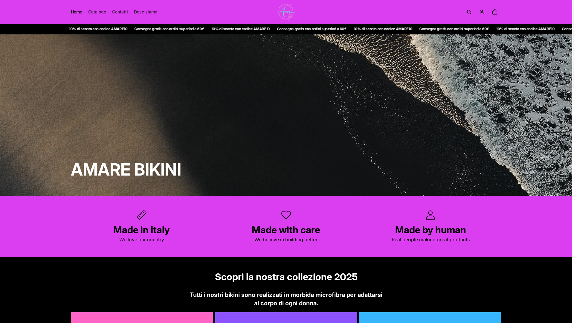 website screenshot of https://amarebikini.com/