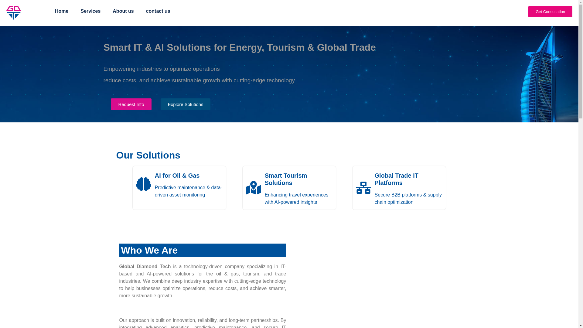 website screenshot of https://globalvisiontech.ae/