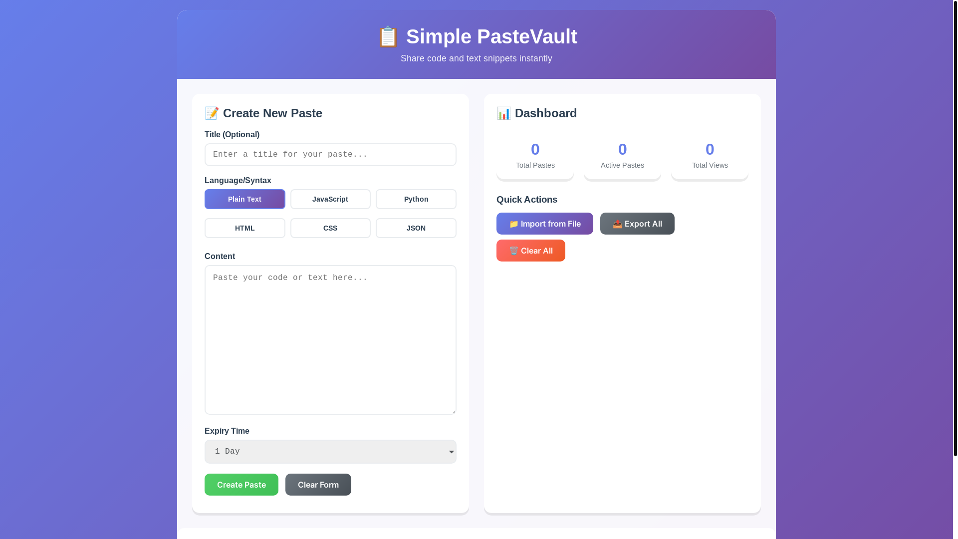 website screenshot of https://pastevault-c4e.pages.dev/