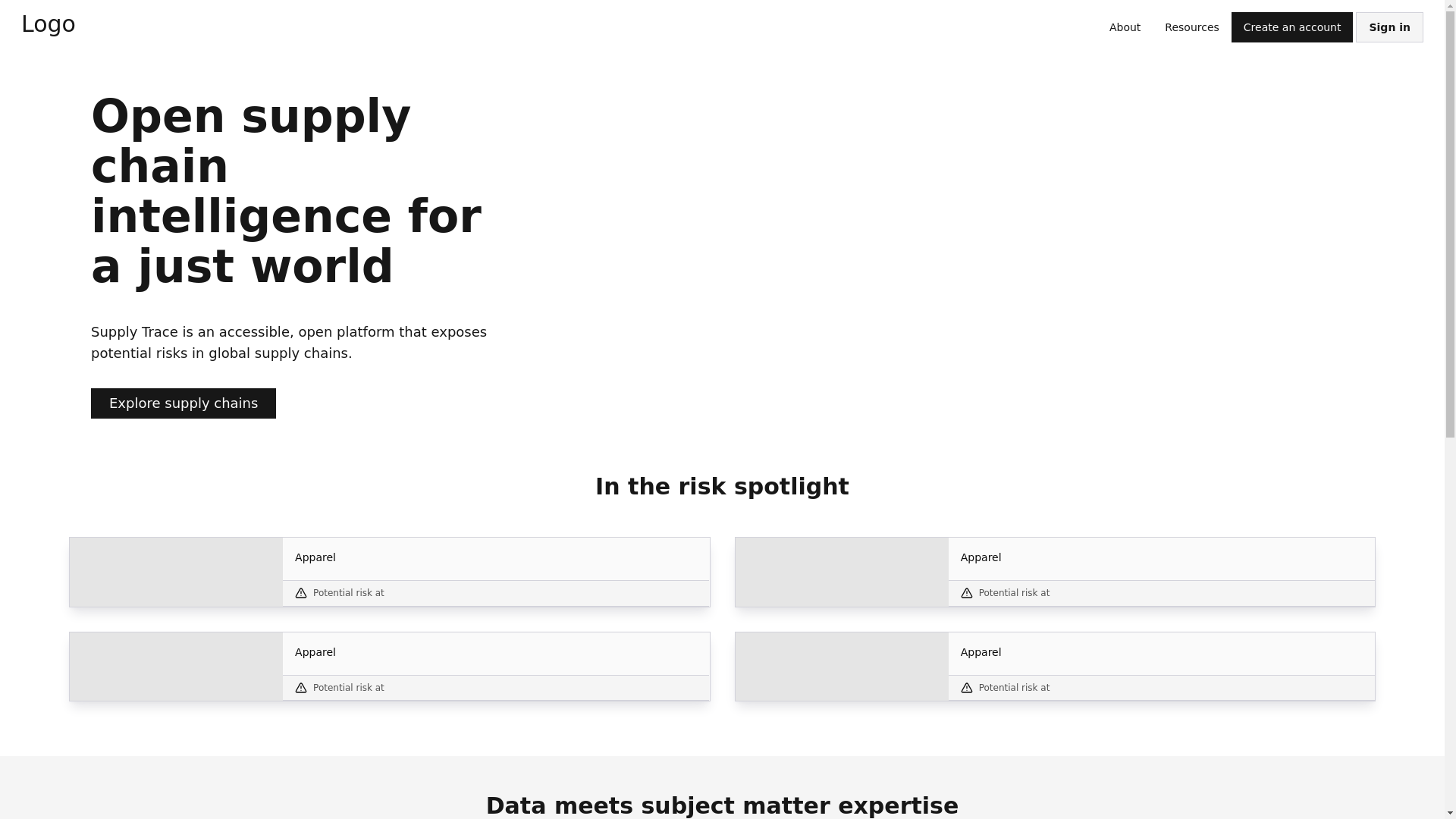 website screenshot of https://supplytrace-tf-app.pages.dev/