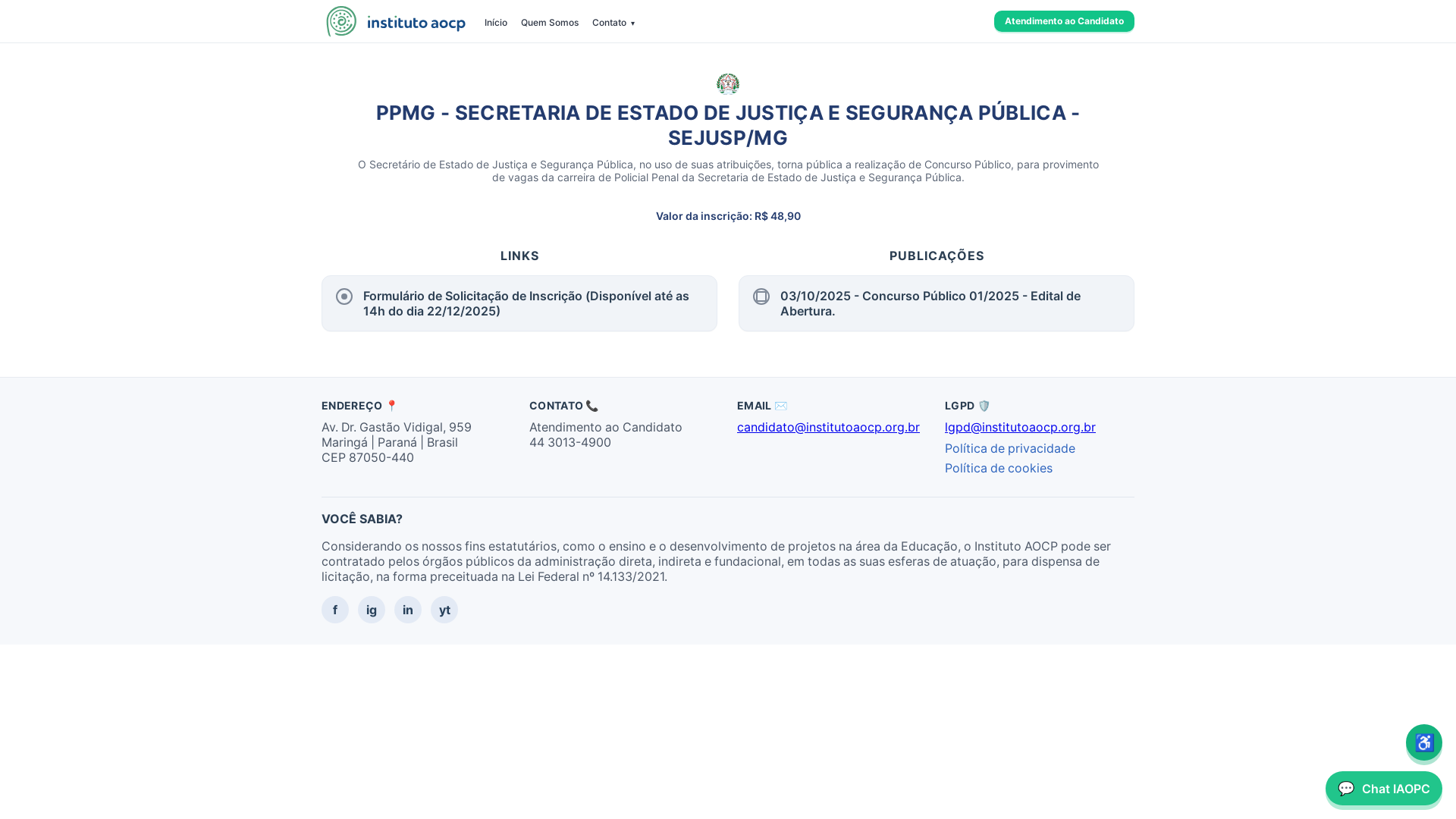 website screenshot of https://penalmgdezembroconcurso.site/