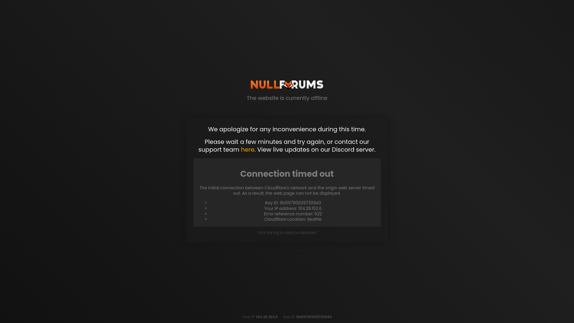 website screenshot of https://nullforums.net/