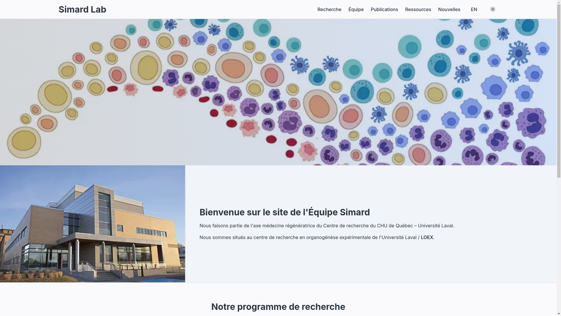 website screenshot of https://simardlab.ca/