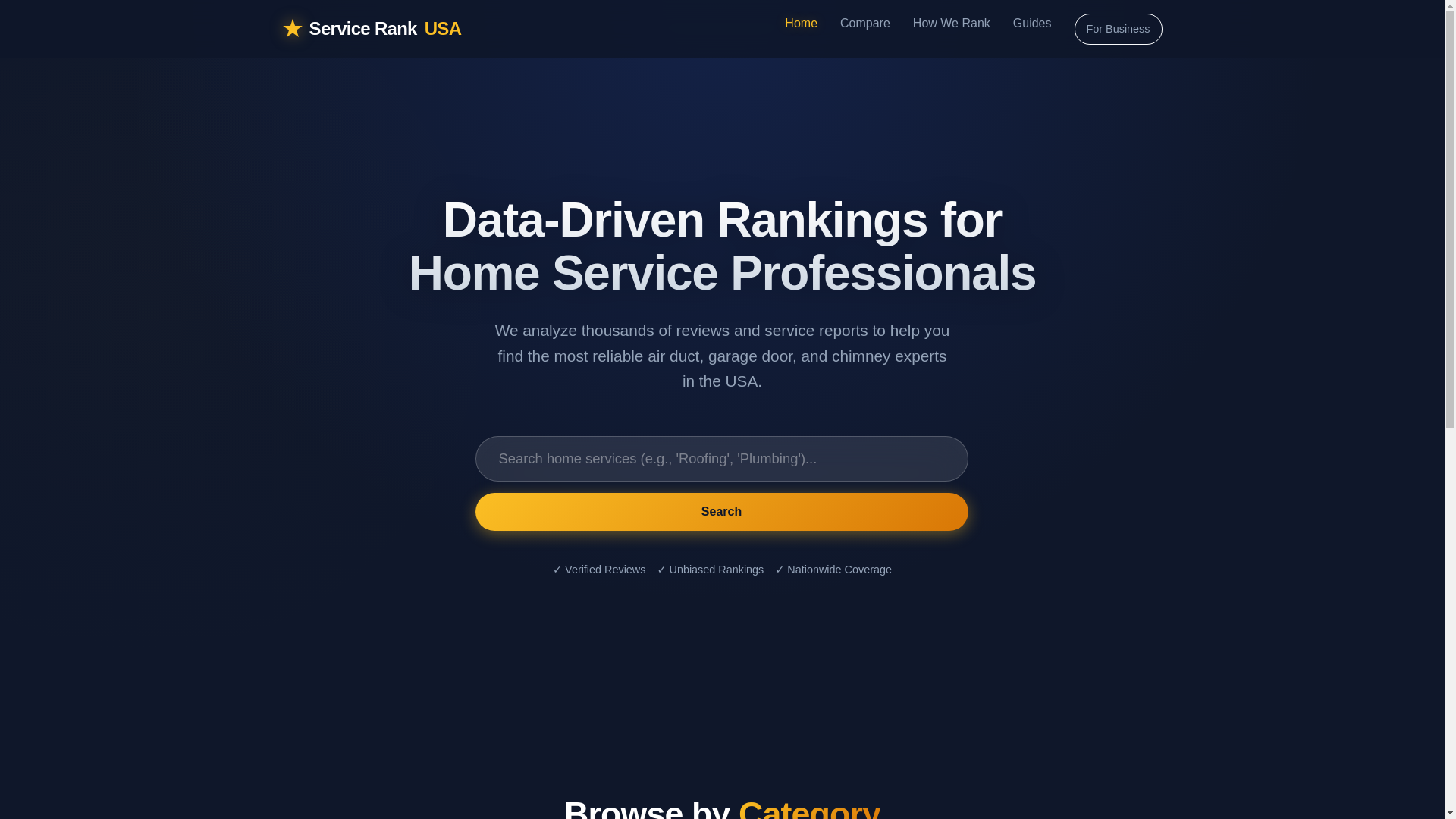 website screenshot of https://servicerankusa.com/