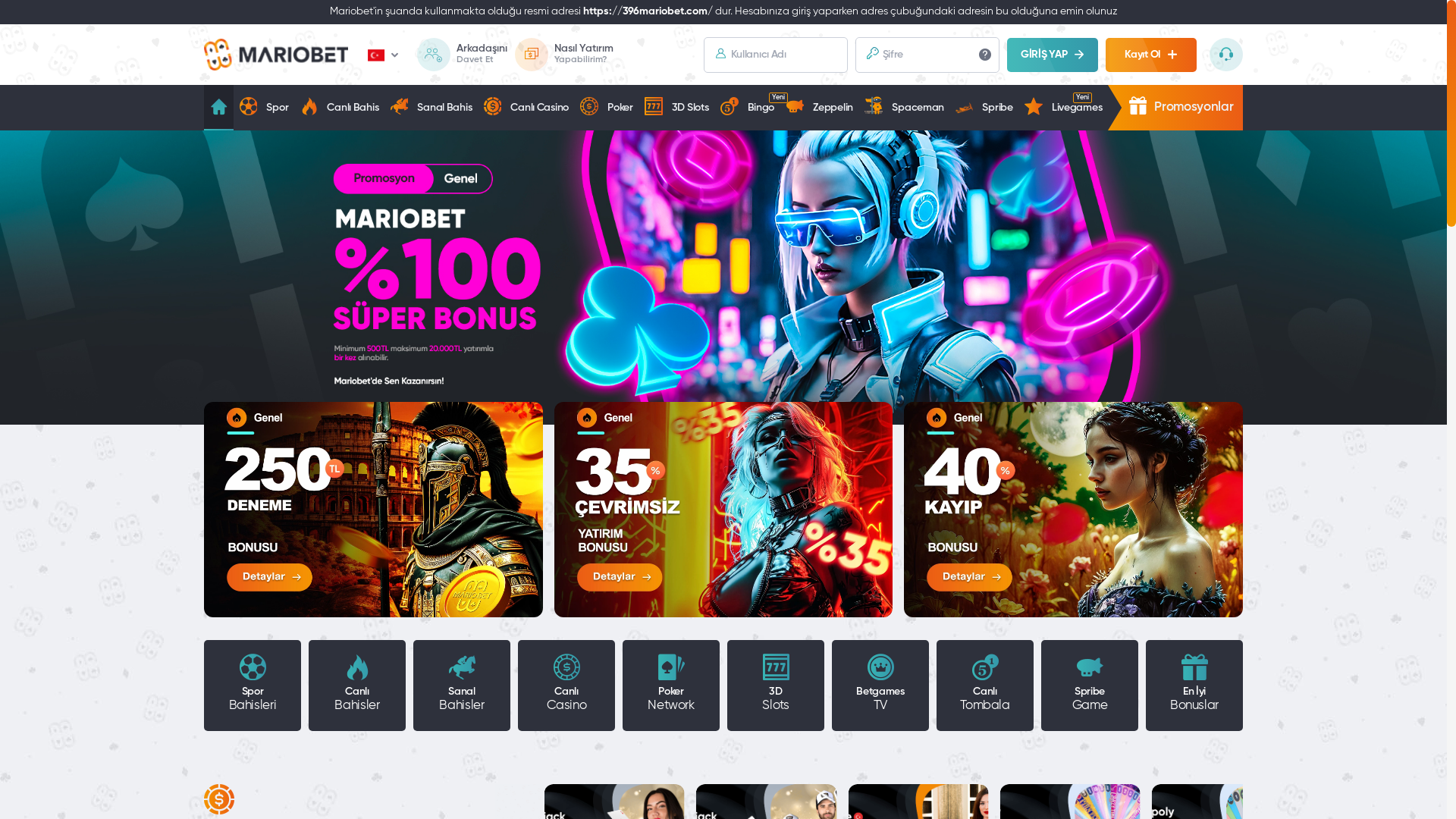 website screenshot of https://396mariobet.com/