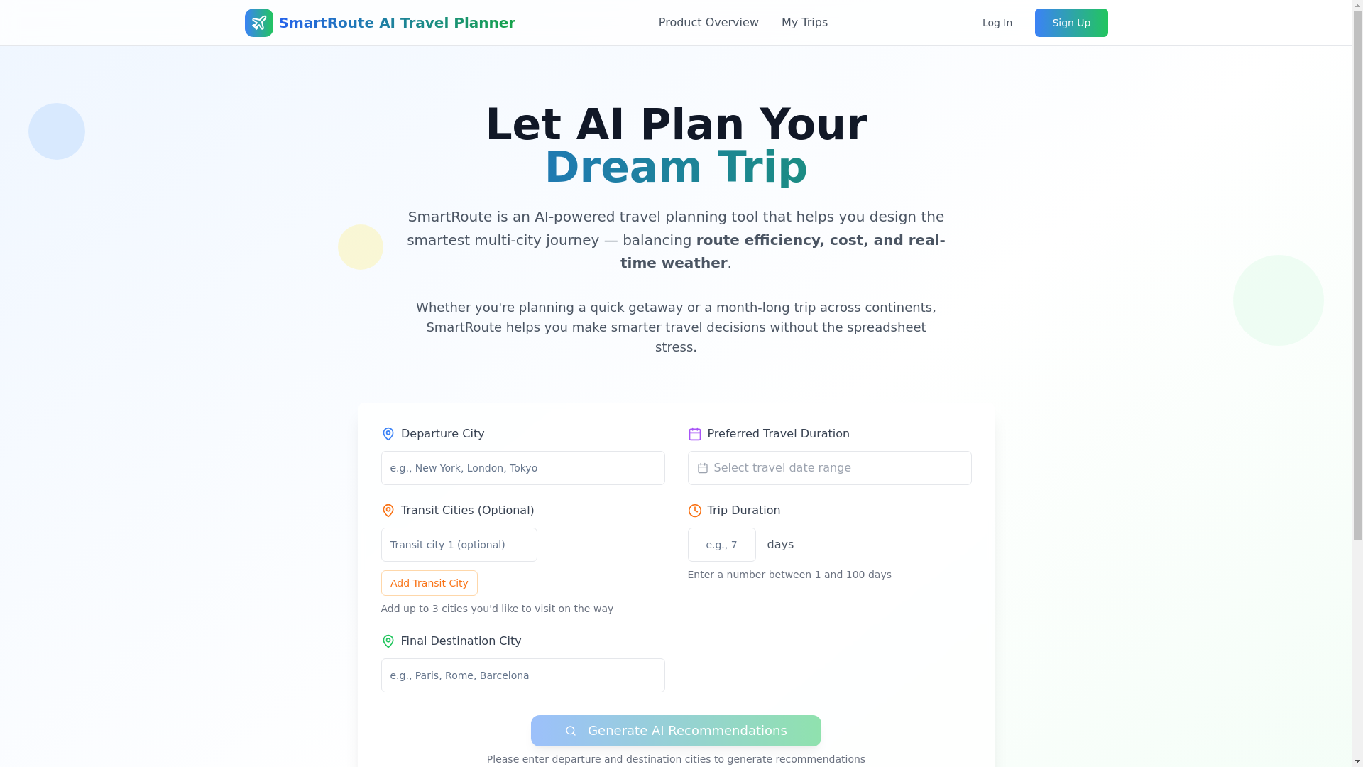 website screenshot of https://smartroute.space/