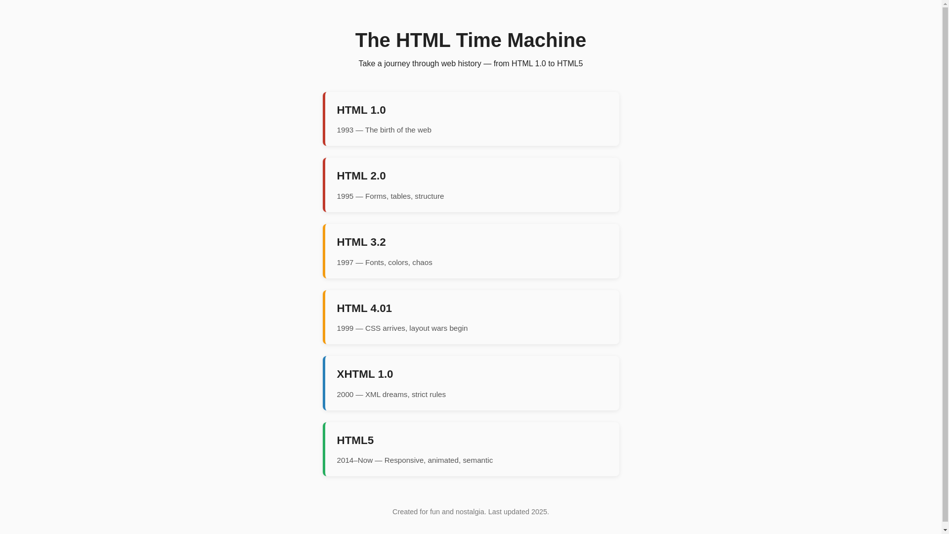 website screenshot of https://waybackthroughhtml.pages.dev/