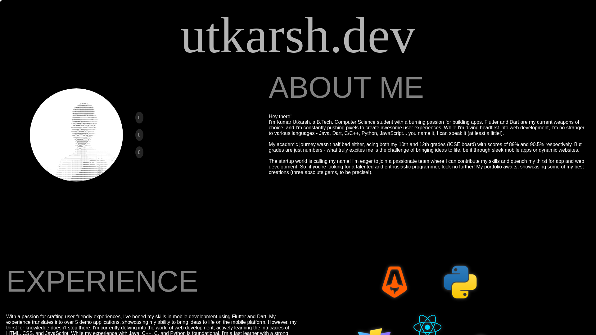 website screenshot of https://utkarshh.pages.dev/
