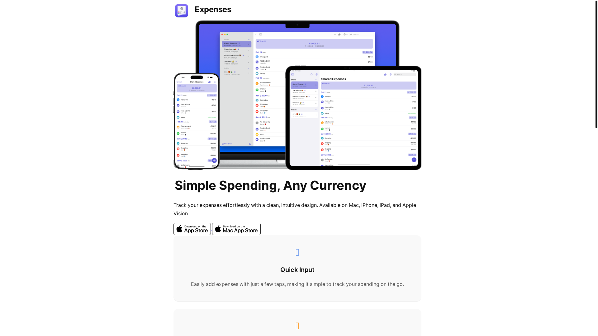 website screenshot of https://expenses.cash