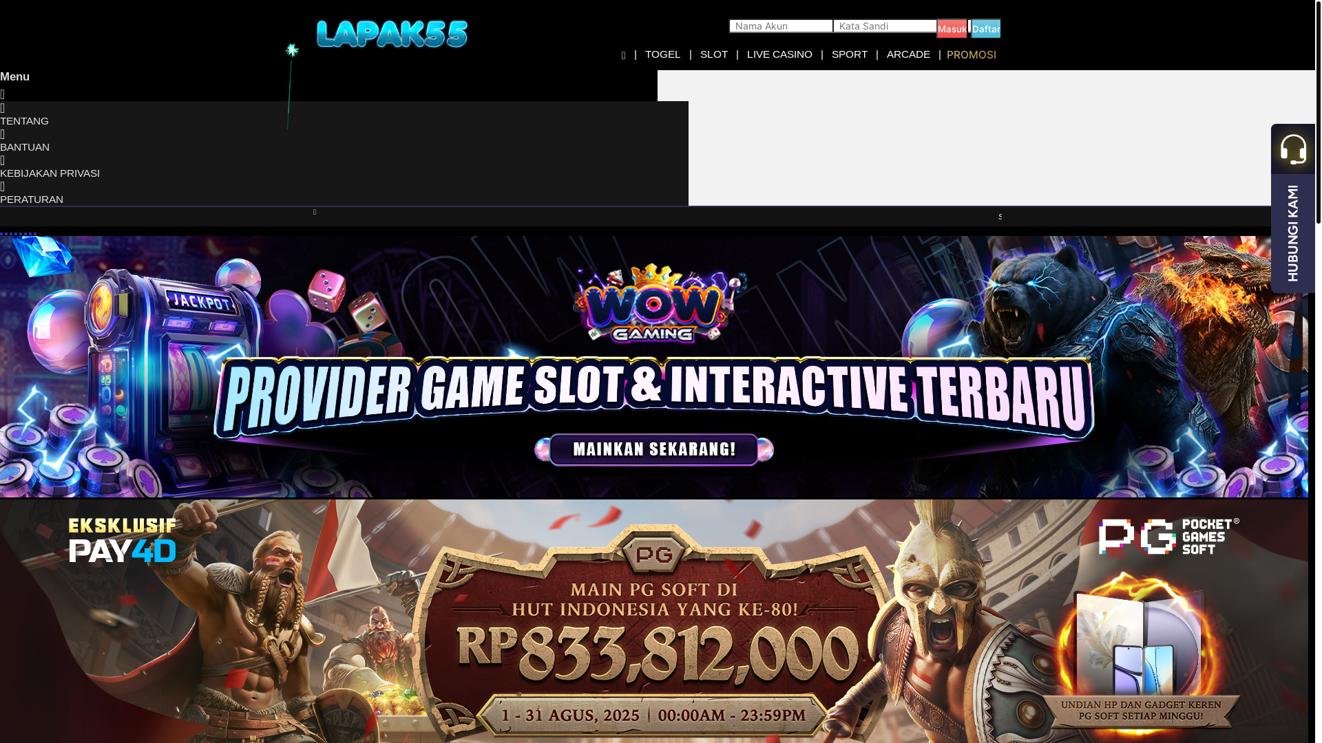 website screenshot of https://lapak55.guru/