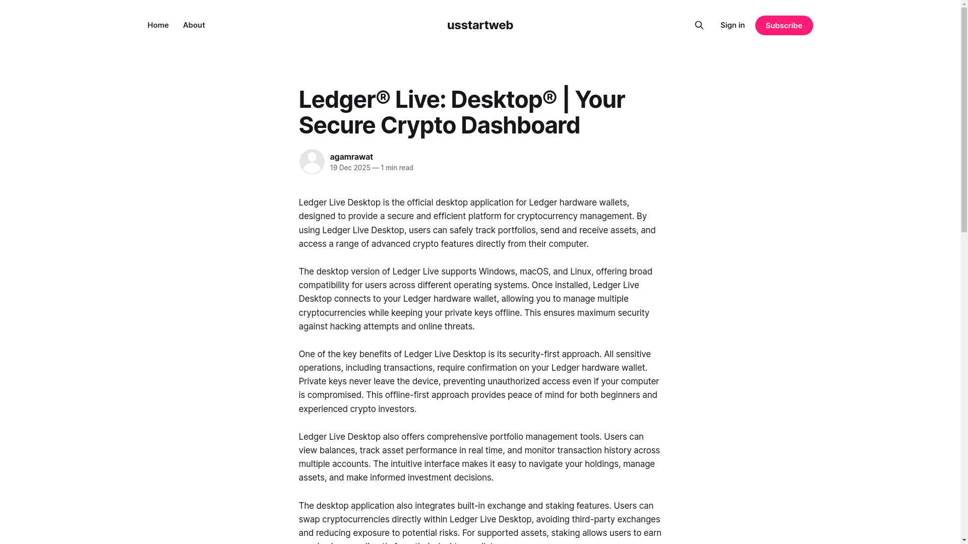 website screenshot of https://usstartweb.ghost.io/ledger-live/