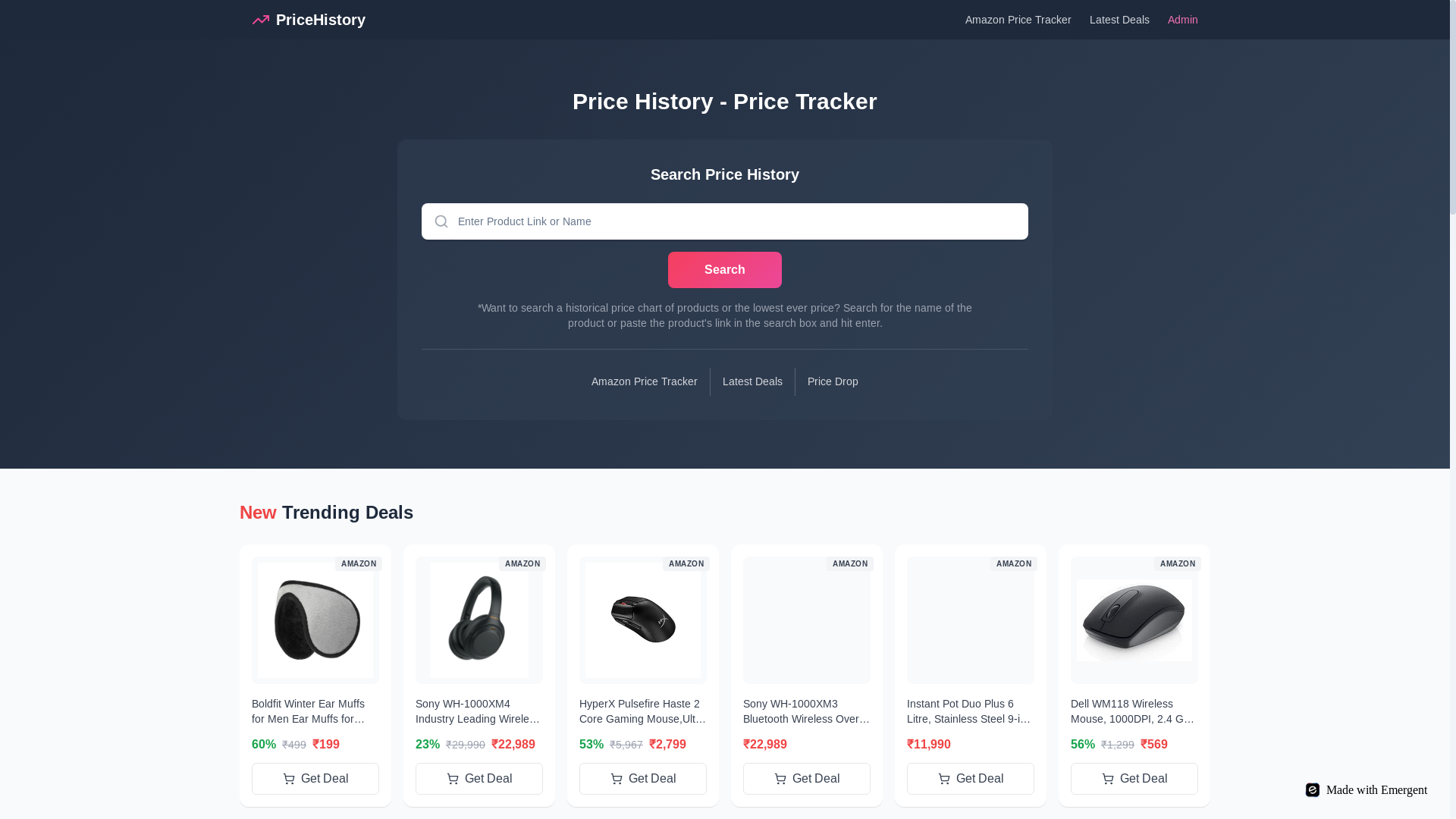 website screenshot of https://amzpricewise.com/