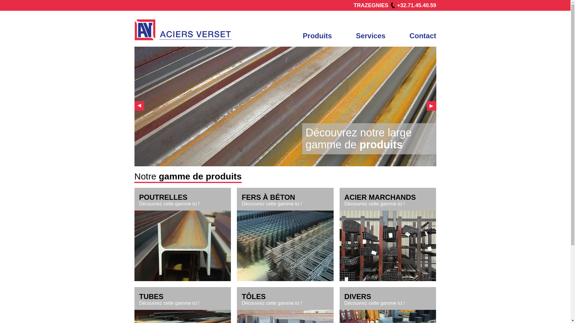 website screenshot of https://aciersverset-be.pages.dev/