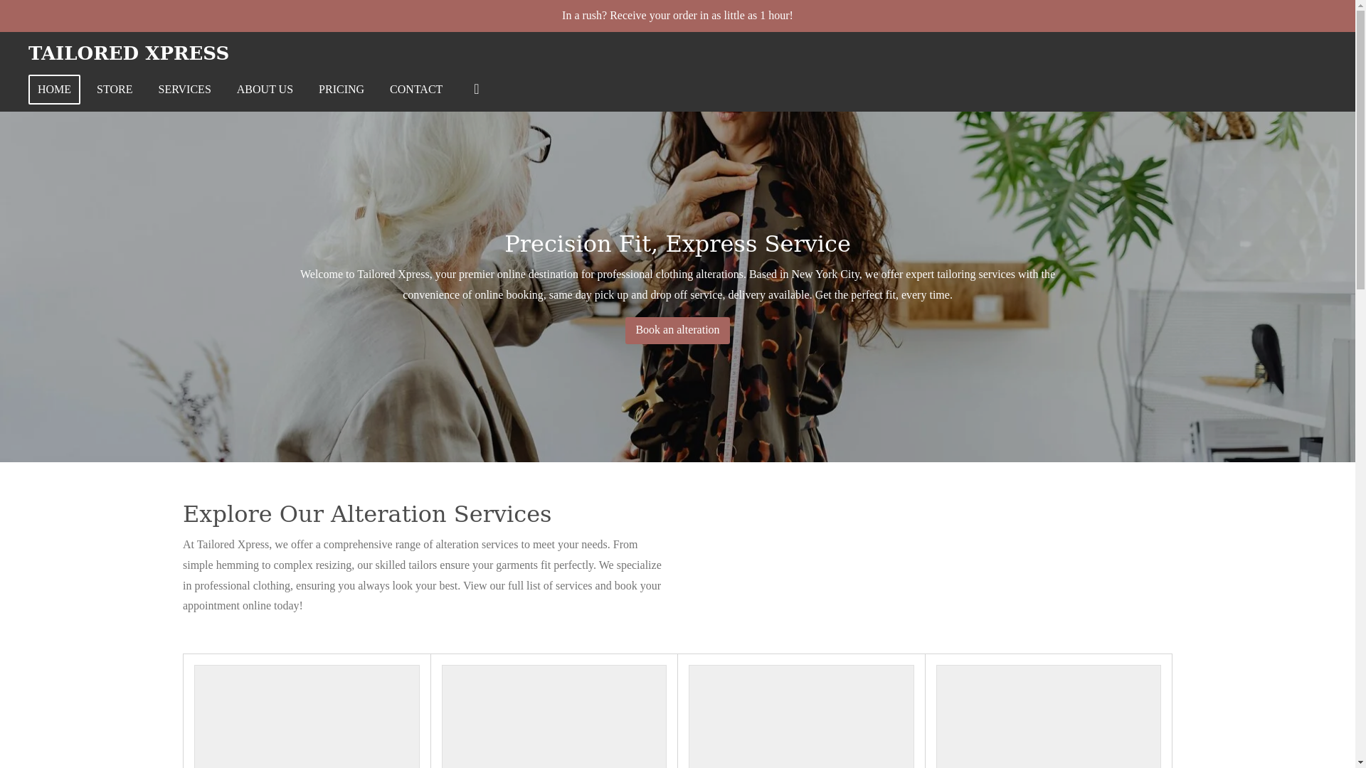 website screenshot of https://tailoredxpress.com/