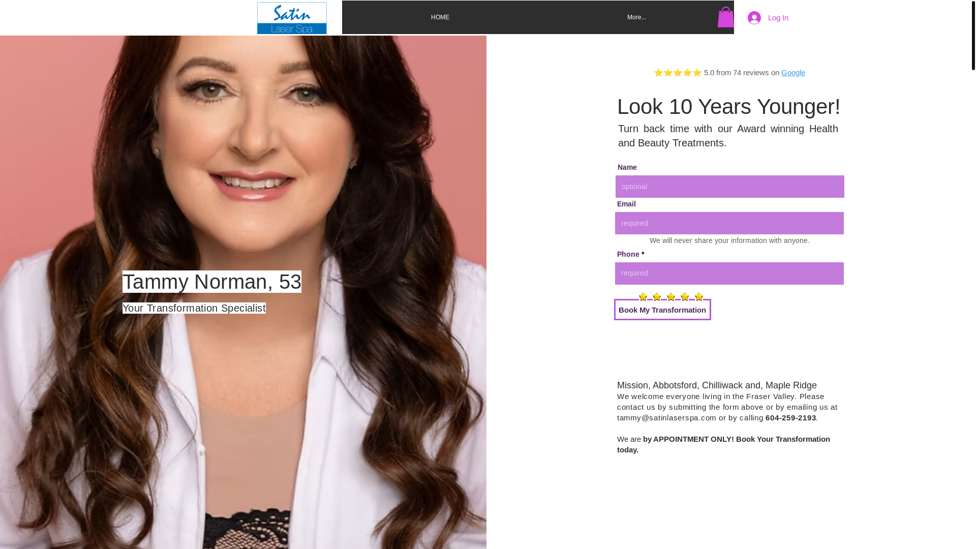 website screenshot of https://satinlaserspa.ca/