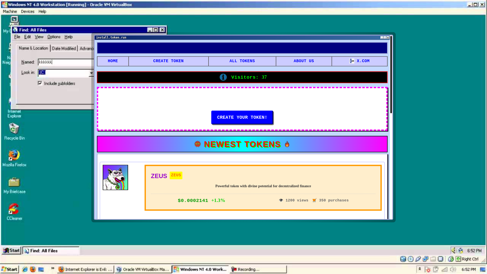 website screenshot of https://installtoken.com/