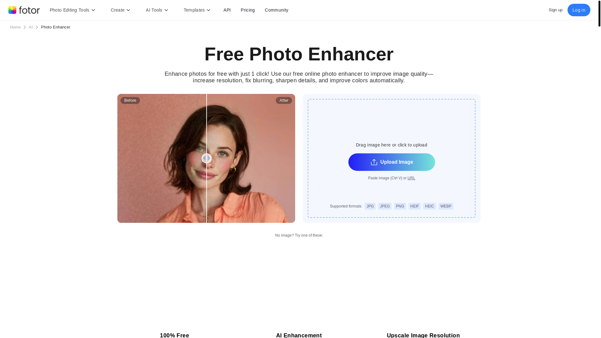 website screenshot of https://www.bing.com/aclk?ld=e8W4nBBvbhsrwefk-SvxQWfzVUCUzKaw234BRU9yMJoAf7M63V-pqO_ByR9mPN5FCv3qwcNnzCk8MQrVNP0Js6TXniec4c6a-BUxFYns7eubB6BdOfgBjhVjtjP7Cwxd5pdcSM7y0mBkbKoDXhSravsST9qtIcg4xq7Y-rpiVcDahIjQ7K6GP6sOmSw0y5-DthcSWzUA&u=aHR0cHMlM2ElMmYlMmZ3d3cuZm90b3IuY29tJTJmZmVhdHVyZXMlMmZvbmUtdGFwLWVuaGFuY2UlM2Z1dG1fc291cmNlJTNkYmluZyUyNnV0bV9tZWRpdW0lM2RjcGMlMjZ1dG1fY2FtcGFpZ24lM2R1c19zZWFyY2hfZW5oYW5jZXIlMjZ1dG1fY29udGVudCUzZDAxX3Bob3RvX2VuaGFuY2VyJTI2dXRtX3Rlcm0lM2RhaSUyNTIwaW1hZ2UlMjUyMHVwc2NhbGVyJTI2bXNjbGtpZCUzZGE5YzhiMTA4ZjM0MzFkNmYwMzllZDk3NzM5N2M4MjE0&rlid=a9c8b108f3431d6f039ed977397c8214