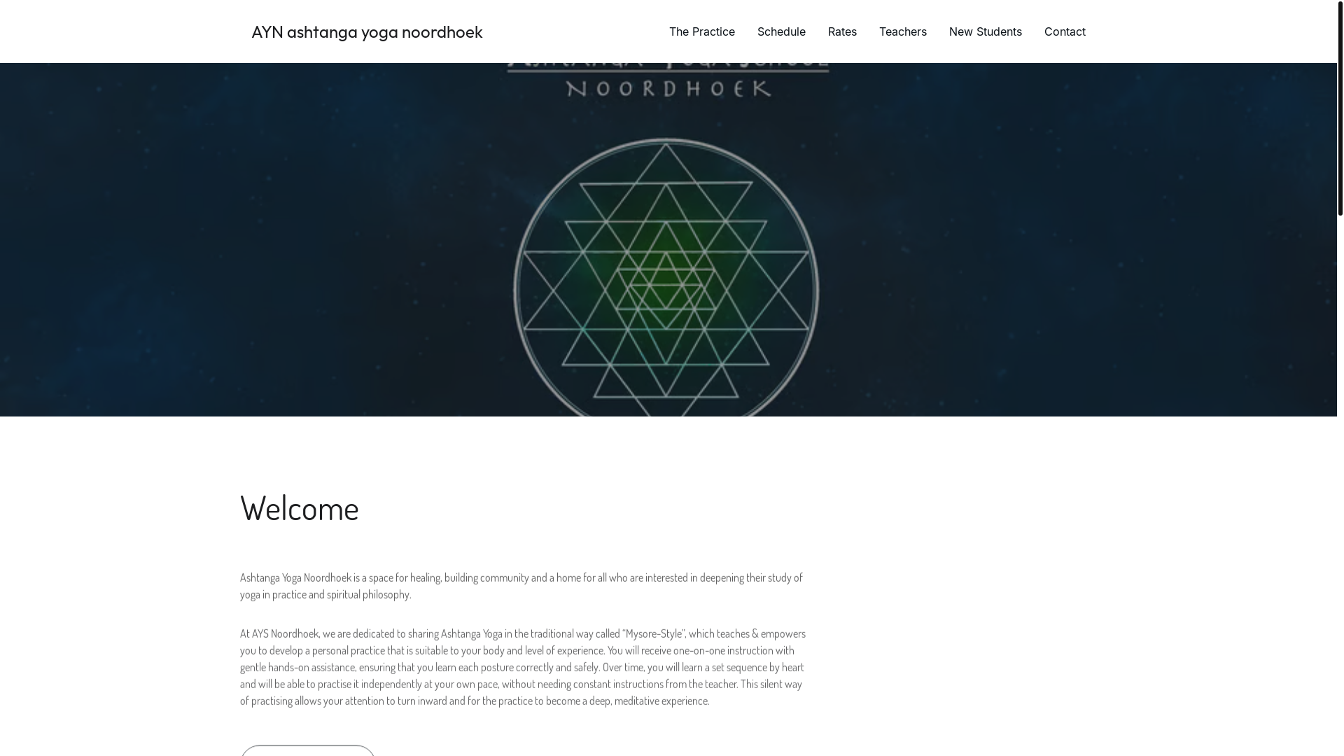 website screenshot of https://ashtangayoganoordhoek.co.za/