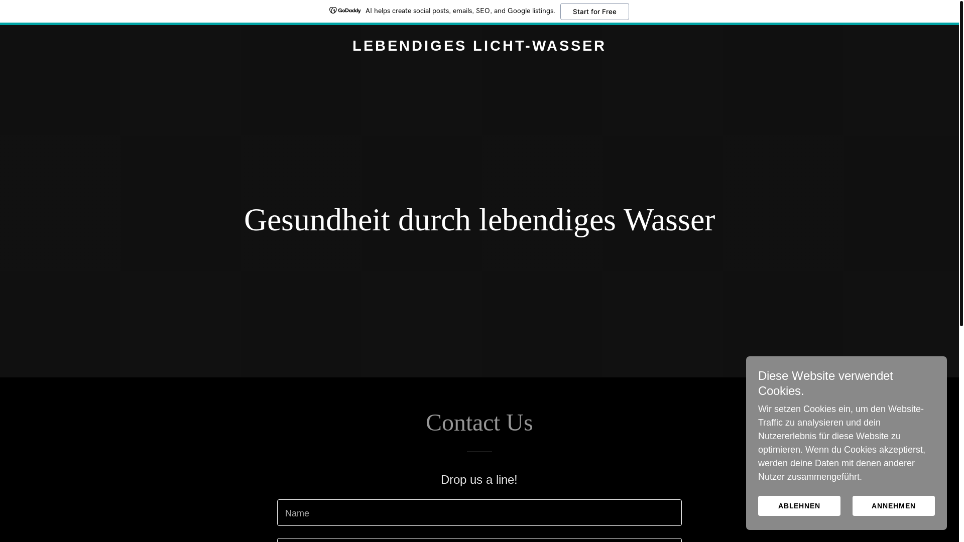 website screenshot of https://lebendigeslichtwasser.de/